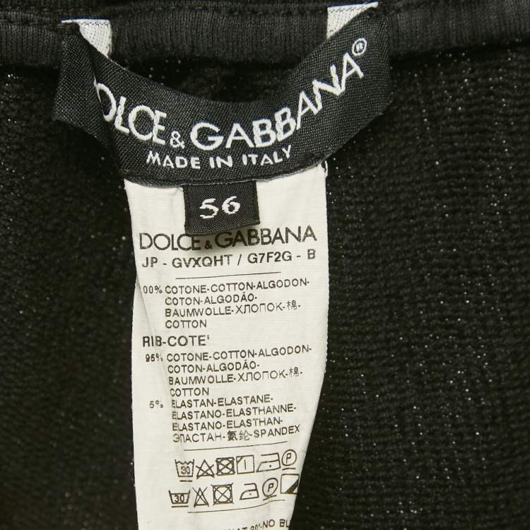 Pre Owned Dolce & Gabbana Black Cotton Logo Plaque Detail Joggers 3XL