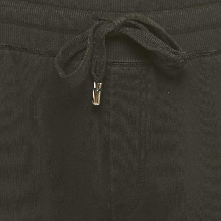 Pre Owned Dolce & Gabbana Black Cotton Logo Plaque Joggers 4XL