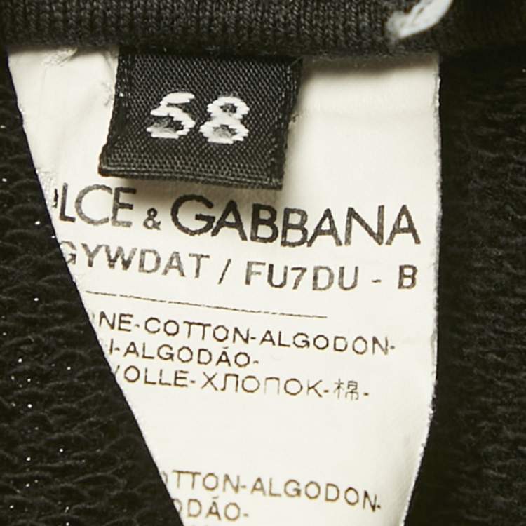 Pre Owned Dolce & Gabbana Black Cotton Logo Plaque Joggers 4XL