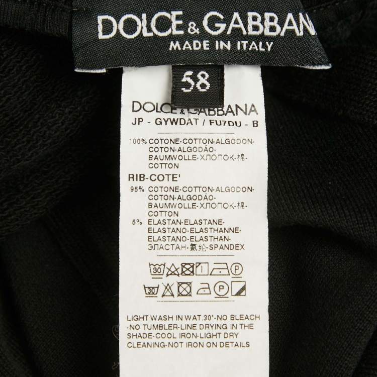 Pre Owned Dolce & Gabbana Black Logo Plaque Cotton Sweatpants 4XL