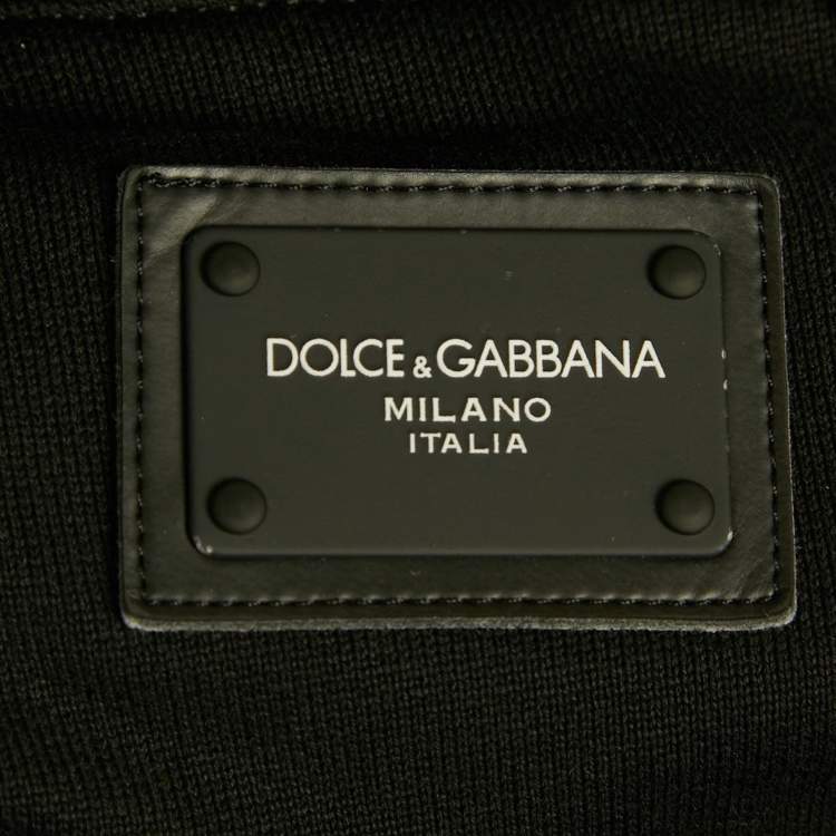 Pre Owned Dolce & Gabbana Black Logo Plaque Cotton Sweatpants 4XL