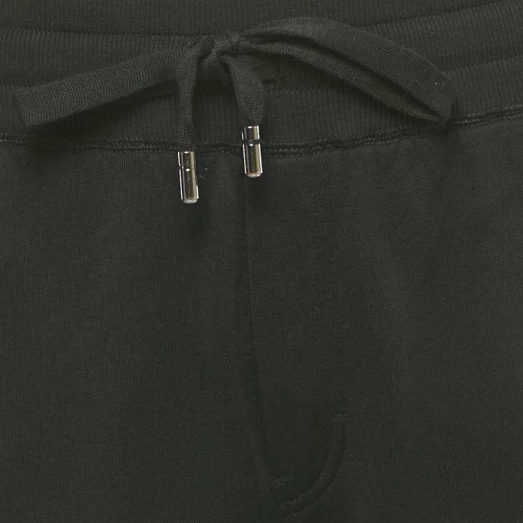 Pre Owned Dolce & Gabbana Black Cotton Logo Plaque Sweatpants 4XL