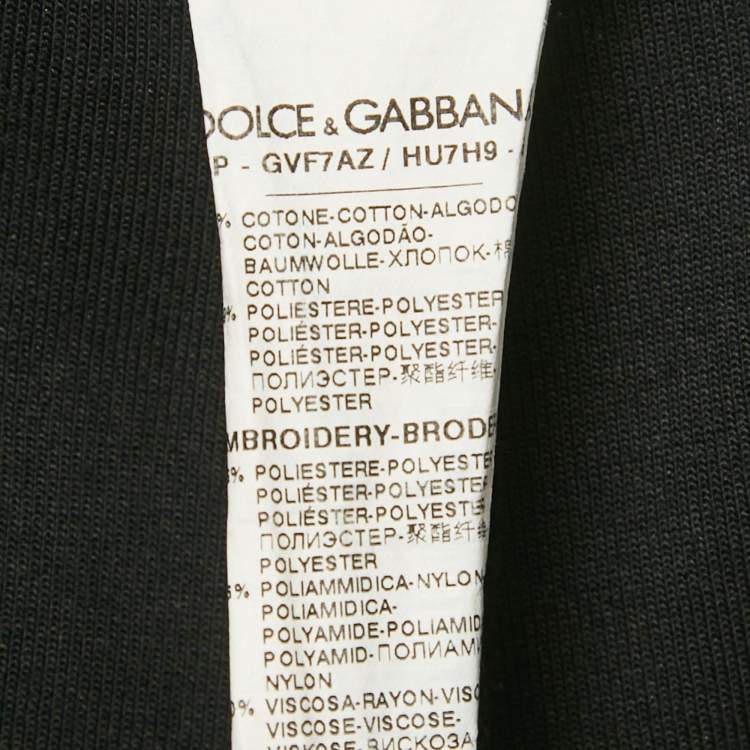 Pre Owned Dolce & Gabbana Black Crown Embroidered Cotton Jogger Pants XXXL