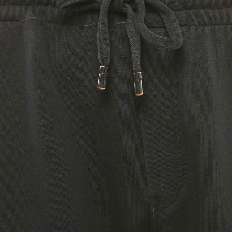 Pre Owned Dolce & Gabbana Black Crown Embroidered Cotton Jogger Pants XXXL