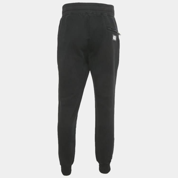 Pre Owned Dolce & Gabbana Black Cotton Knit Jogger Pants 4XL