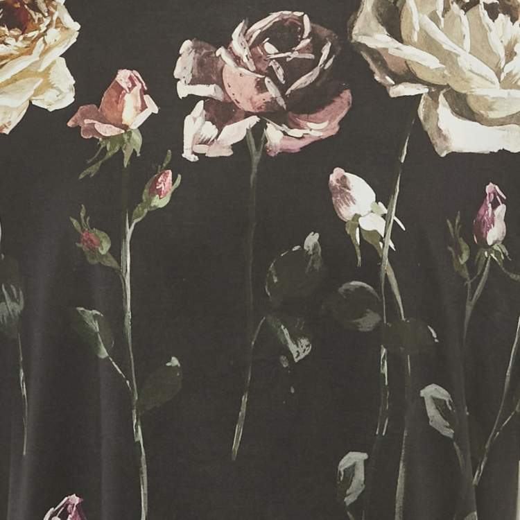 Pre Owned Dolce & Gabbana Black Floral Print Jersey T-Shirt M