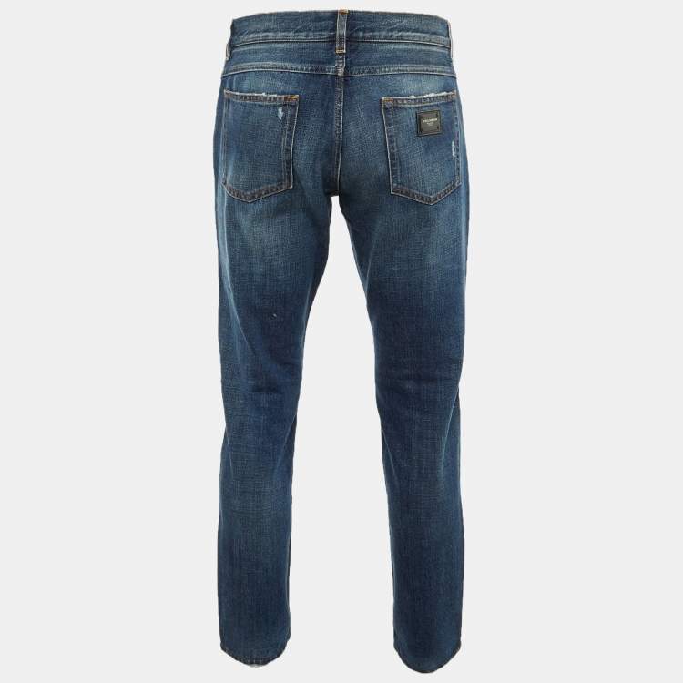 Pre Owned Dolce & Gabbana Blue Denim Regular Fit Pants M