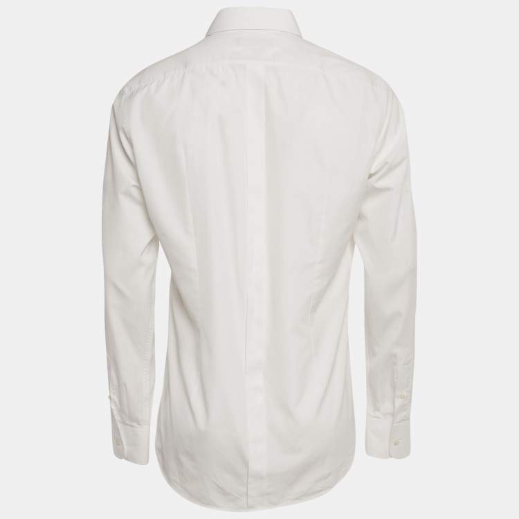 Pre Owned Dolce & Gabbana Gold White Cotton Long Sleeve Shirt XL