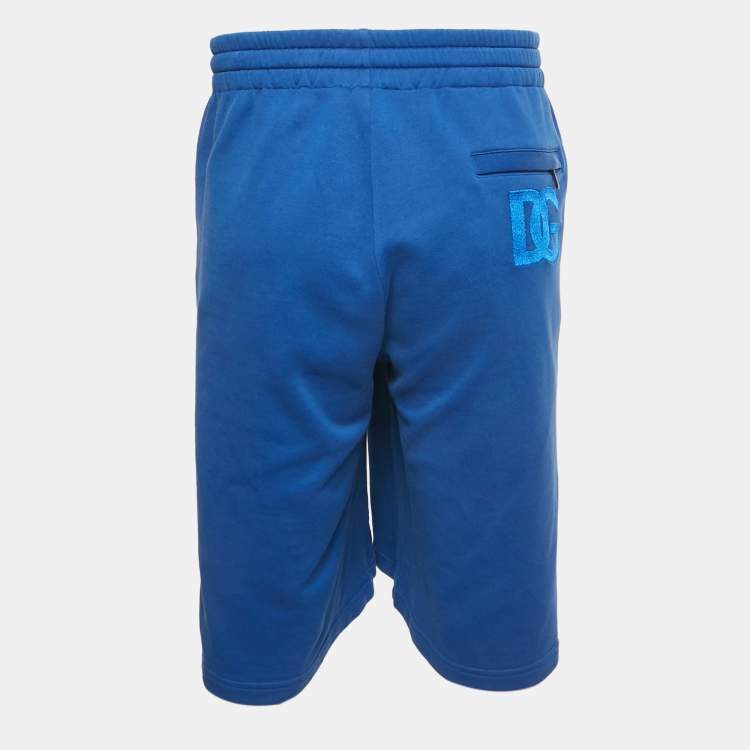 Pre Owned Dolce & Gabbana Blue Cotton Logo Embroidered Shorts XL