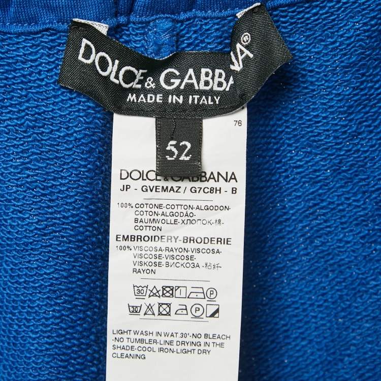 Pre Owned Dolce & Gabbana Blue Cotton Logo Embroidered Shorts XL
