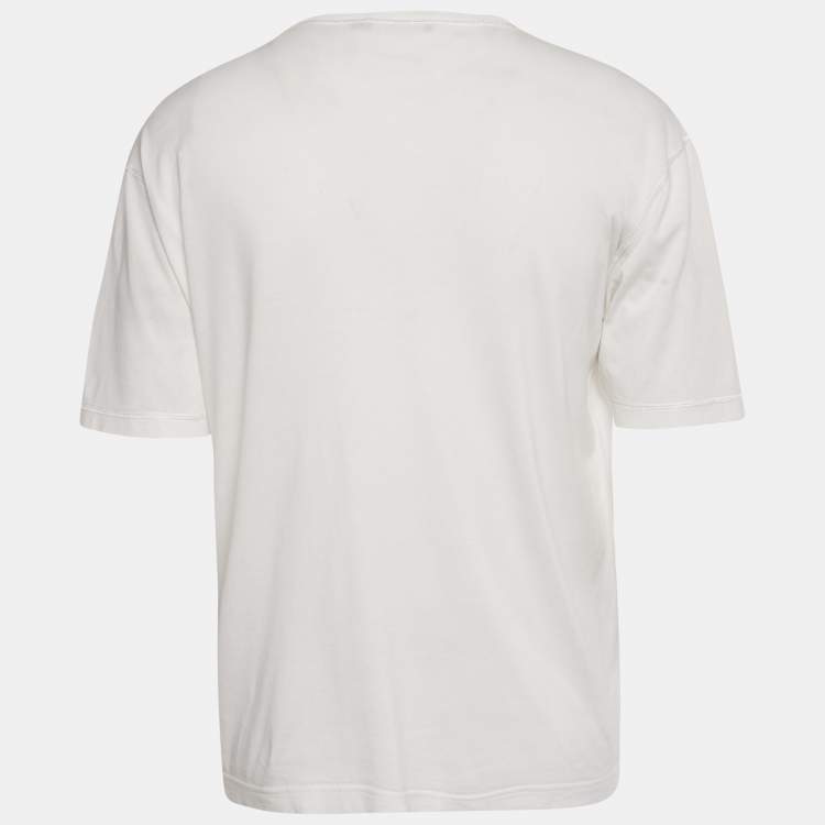 Pre Owned Dolce & Gabbana White Logo Print Jersey Crewneck T-Shirt S