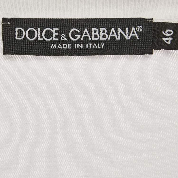 Pre Owned Dolce & Gabbana White Logo Print Jersey Crewneck T-Shirt S