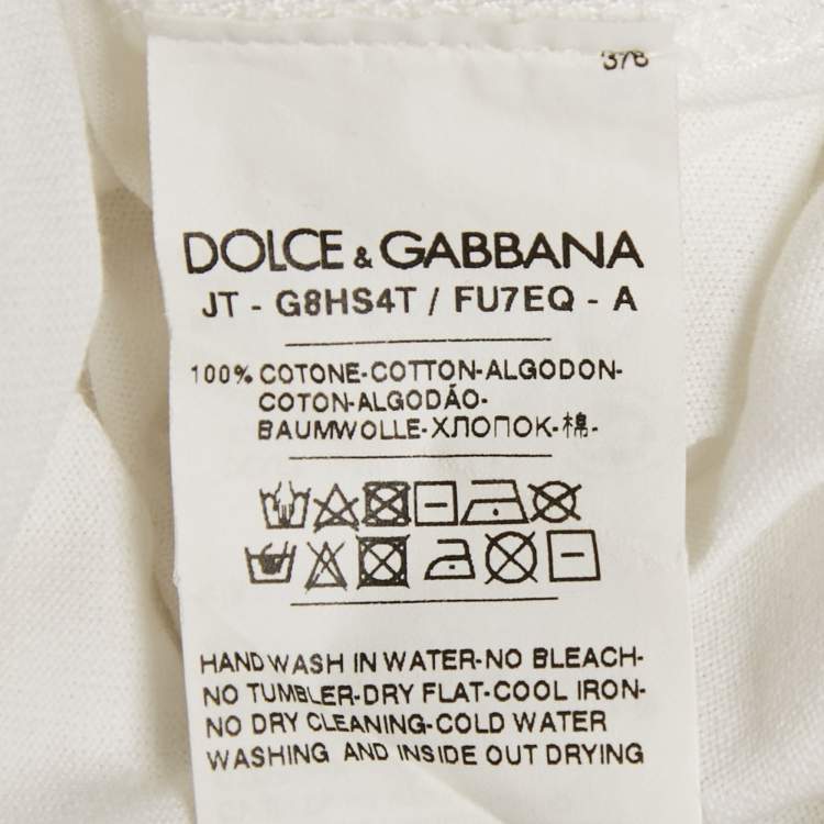 Pre Owned Dolce & Gabbana White Logo Print Jersey Crewneck T-Shirt S