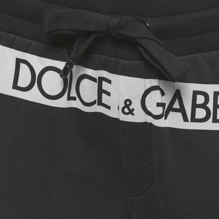 Pre Owned Dolce & Gabbana Black Logo Print Cotton Jogger Pants XL