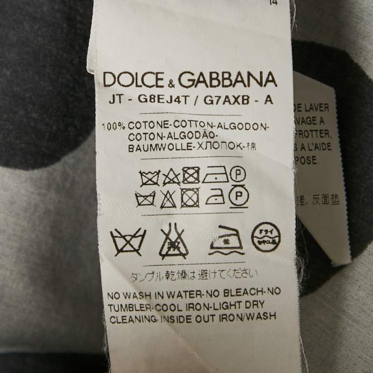 Pre Owned Dolce & Gabbana Grey Printed Cotton Crewneck T-Shirt M