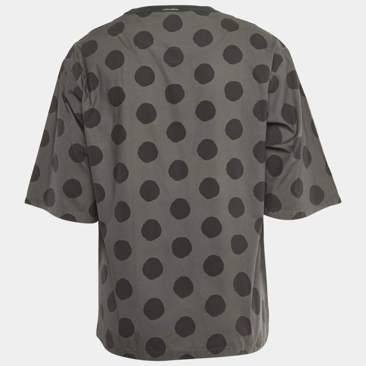 Pre Owned Dolce & Gabbana Grey Printed Cotton Crewneck T-Shirt M