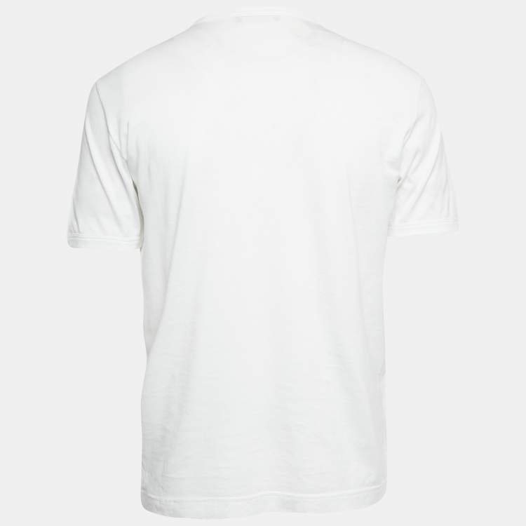 Pre Owned  Dolce & Gabbana White Cotton Label Embroidered Short Sleeve T-Shirt L
