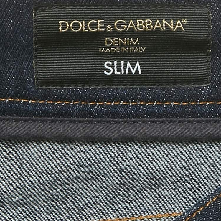 Pre Owned Dolce & Gabbana Navy Blue Denim Slim  Fit Jeans M/Waist 35"