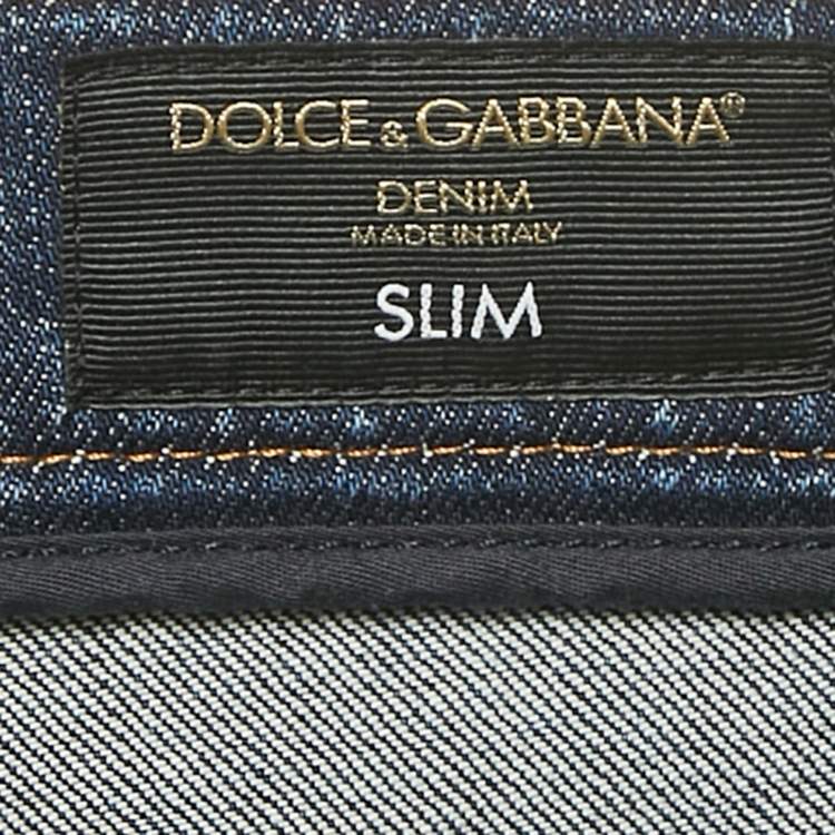 Pre Owned Dolce & Gabbana Blue Denim Slim Fit Pants S/Waist 30"