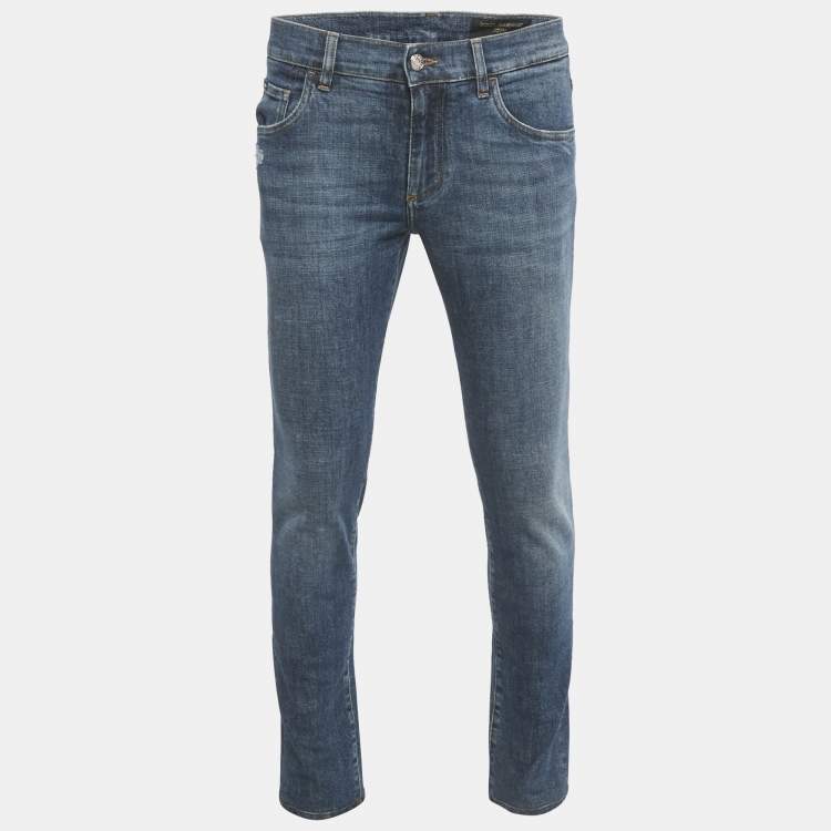 مملوكة مسبقًا Dolce & Gabbana Blue Washed Denim Skinny  Jeans M/Waist 32"