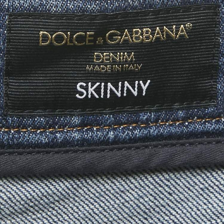 مملوكة مسبقًا Dolce & Gabbana Blue Washed Denim Skinny  Jeans M/Waist 32"