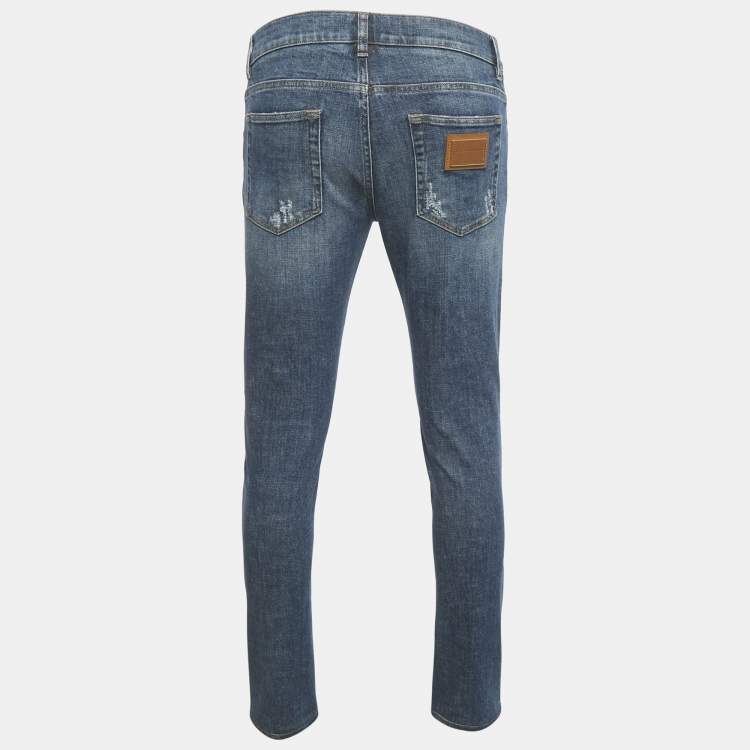 مملوكة مسبقًا Dolce & Gabbana Blue Washed Denim Skinny  Jeans M/Waist 32"