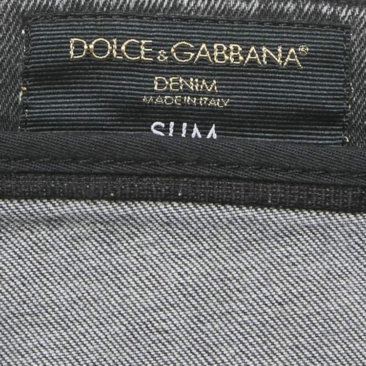 Pre Owned Dolce & Gabbana Black Faded Denim Slim Fit Jeans M/Waist 32"