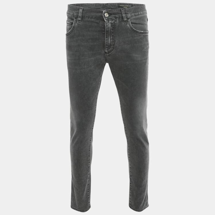 Pre Owned Dolce & Gabbana Black Faded Denim Slim Fit Jeans M/Waist 32"