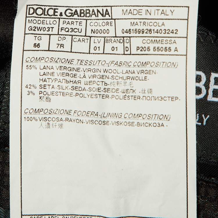 Pre Owned Dolce & Gabbana Black Wool & Silk Martini Suit XXL