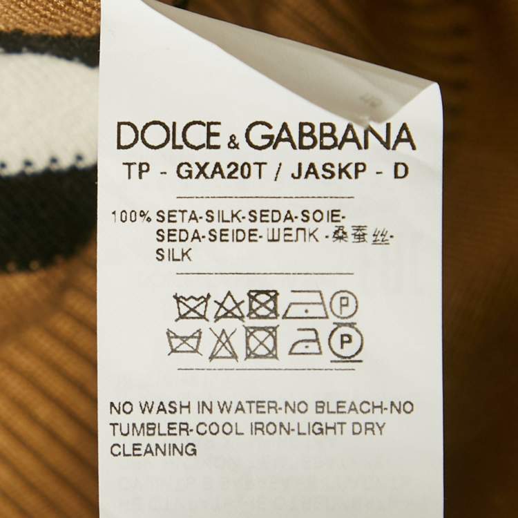 Pre Owned Dolce & Gabbana Beige Chevron Jersey Polo T-Shirt XXL