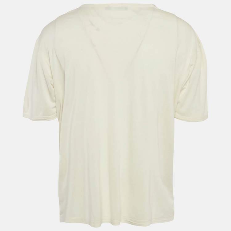 مملوكة مسبقًا Dolce & Gabbana Cream Jersey Crewneck T-Shirt XXL