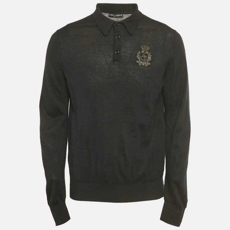 Pre Owned Dolce & Gabbana Black Cashmere Knit Long Sleeve T-Shirt L