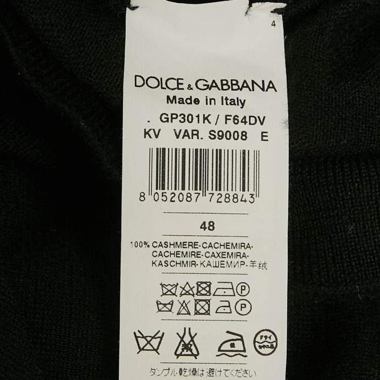 Pre Owned Dolce & Gabbana Black Rib Knit V-Neck Pullover M