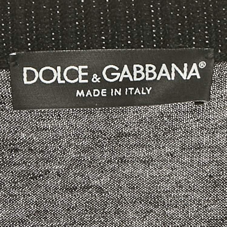 Pre Owned Dolce & Gabbana Black Rib Knit V-Neck Pullover M
