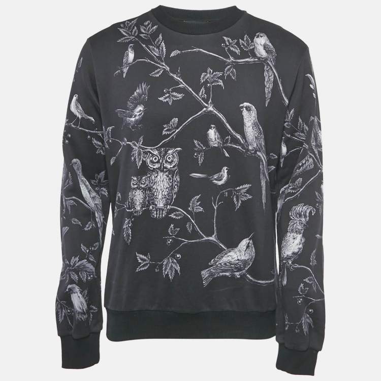 Pre Owned Dolce & Gabbana Blue Birds Print Cotton Pullover L