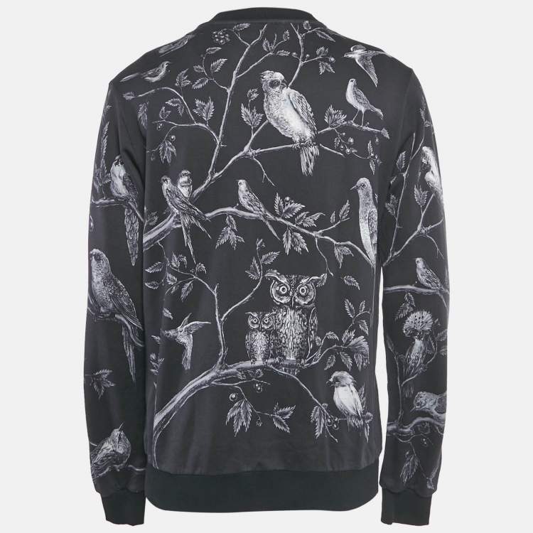 Pre Owned Dolce & Gabbana Blue Birds Print Cotton Pullover L