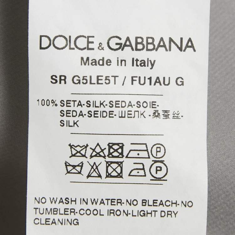 Pre Owned Dolce & Gabbana Metallic Grey Satin Silk Button Front Long Shirt M