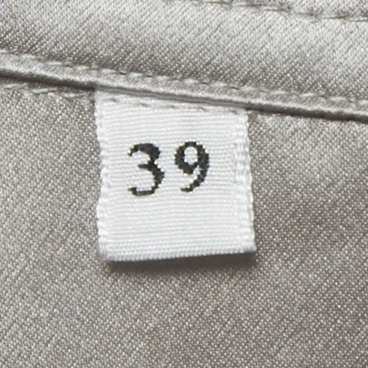 Pre Owned Dolce & Gabbana Metallic Grey Satin Silk Button Front Long Shirt M