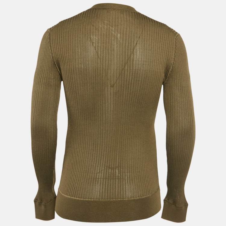 Pre Owned Dolce & Gabbana Olive Green Rib Knit Jumper M
