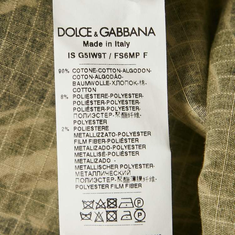 Pre Owned Dolce & Gabbana Green Camouflage Print Cotton Shirt M