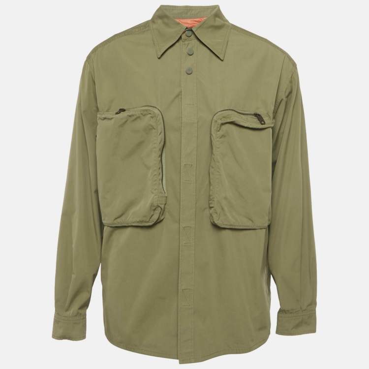 Pre Owned Dolce & Gabbana Military Green Cotton Pocket Detail Oversized Shirt M