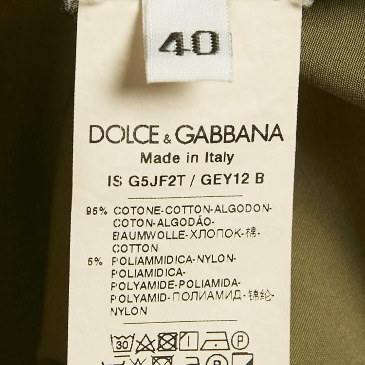 Pre Owned Dolce & Gabbana Military Green Cotton Pocket Detail Oversized Shirt M