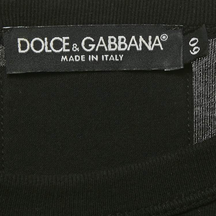 Pre Owned Dolce & Gabbana Black Flocked Jersey Crew-Neck T-Shirt 5XL