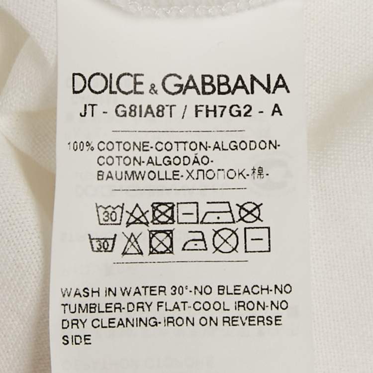 Pre Owned Dolce & Gabbana White Logo Model printed Cotton Knit T-Shirt 3XL