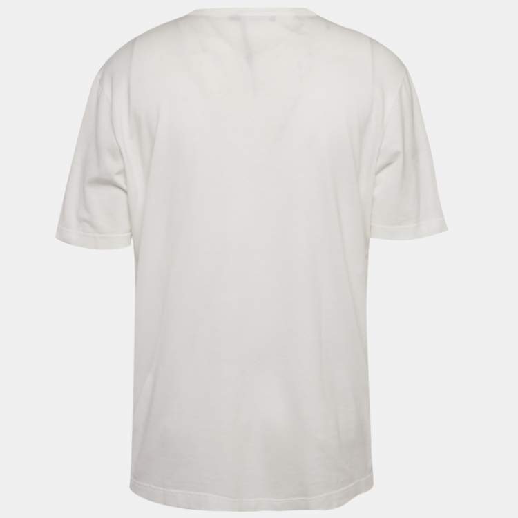 Pre Owned Dolce & Gabbana White Logo Model printed Cotton Knit T-Shirt 3XL