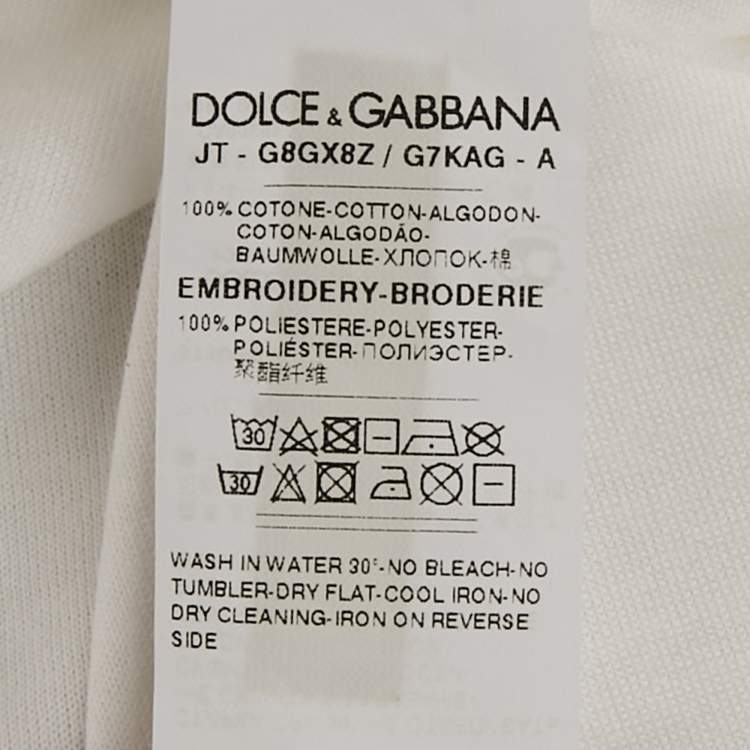 Pre Owned Dolce & Gabbana White Cotton Knit Applique Detail T-Shirt 4XL