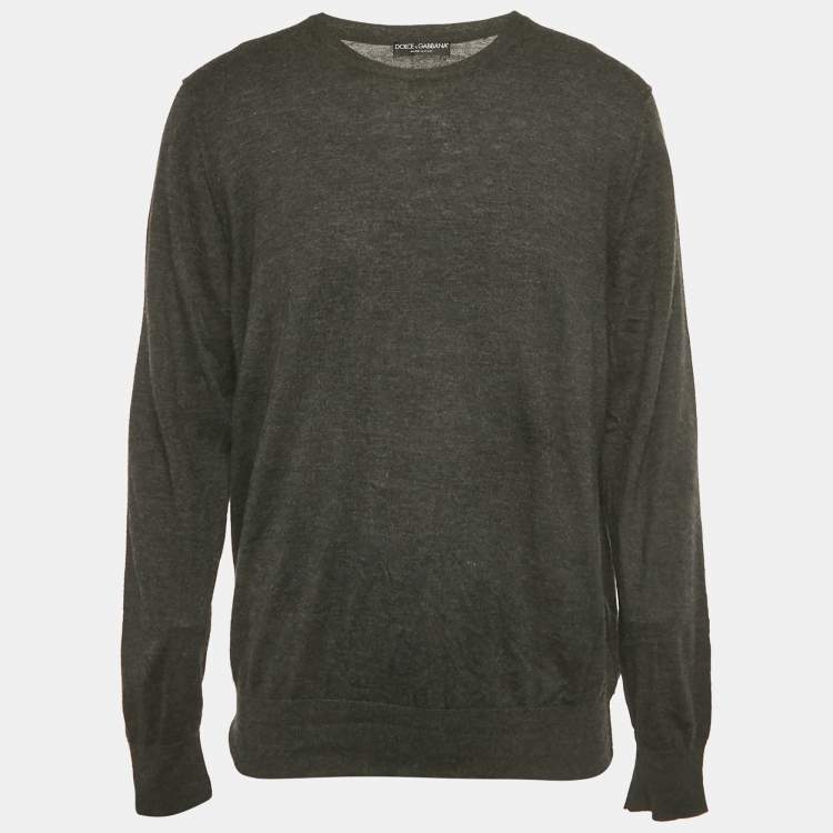 Pre Owned Dolce & Gabbana Grey Knit Crewneck Sweater M