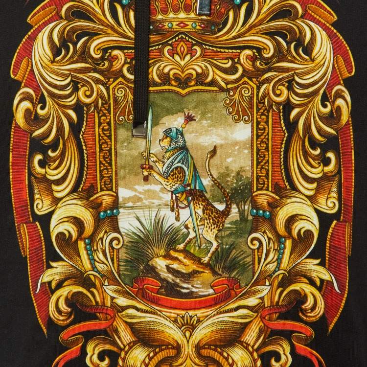 Pre Owned Dolce & Gabbana Black Printed Cotton Hooded Sweatshirt  M