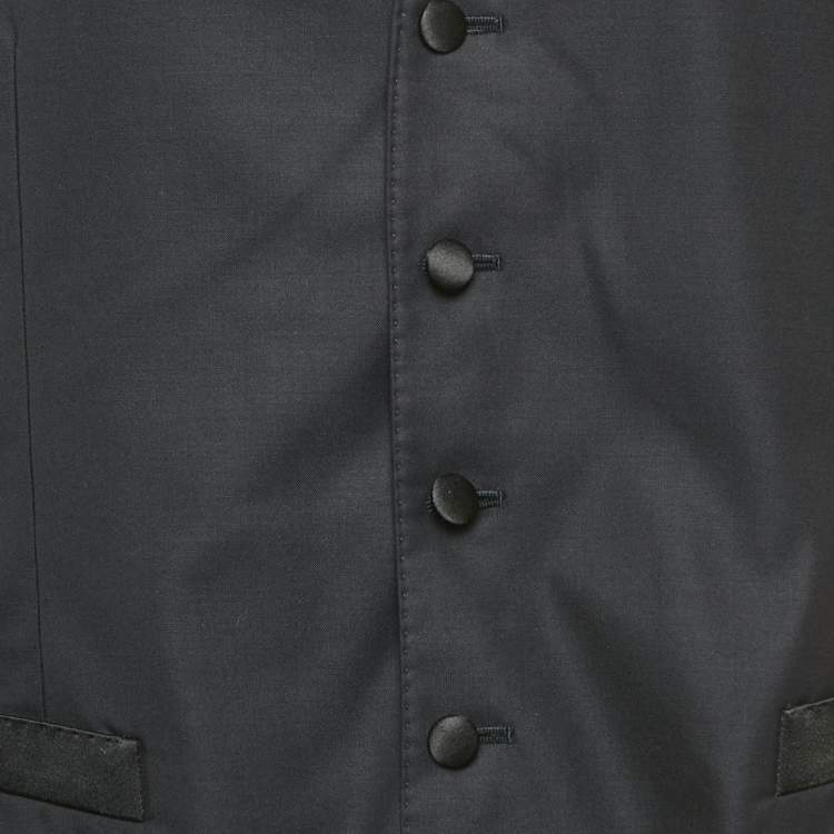 Pre Owned Dolce & Gabbana Navy Blue Wool and Silk Formal Vest XXXL