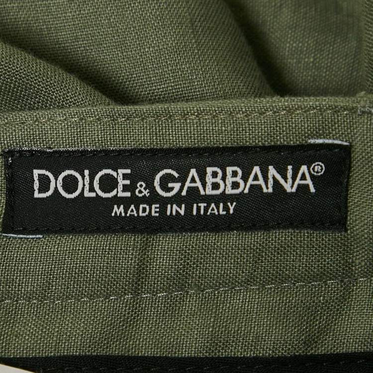 Pre Owned Dolce & Gabbana Sage Green Linen Trousers XXL